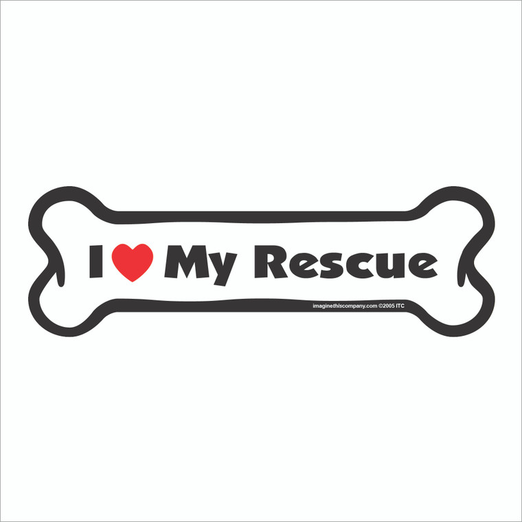 I Heart My Rescue Bone Magnet