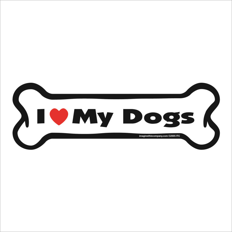 I Heart My Dogs Bone Magnet