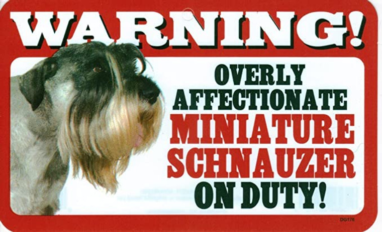 Warning Affectionate Miniature Schnauzer Sign

