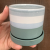 Double Mint Striped Planter & Dish Set for sale at East Austin Succulents