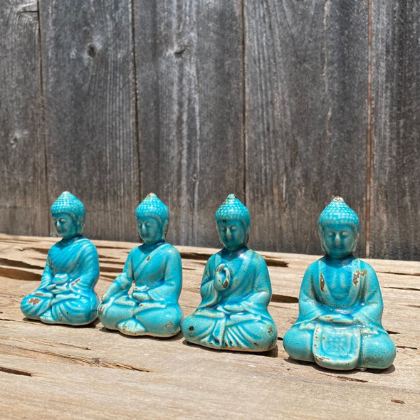 Azure Blue Small Meditation Buddha Statues
