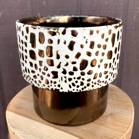 Gold Metallic Giraffe Print Planter