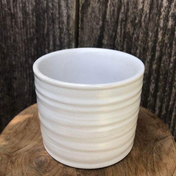 Ribbed White Cylinder Planter