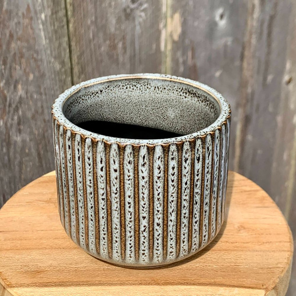 Industrial Ribbed Ceramic Planter
