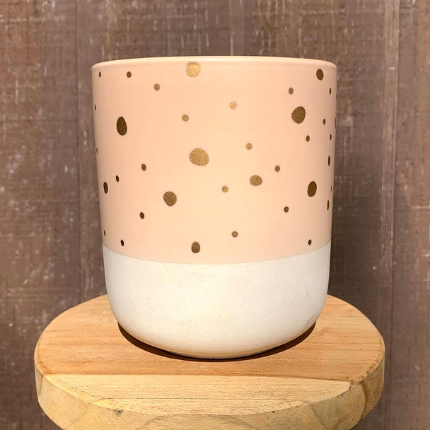 Pink & Gold Polka Dot Planter