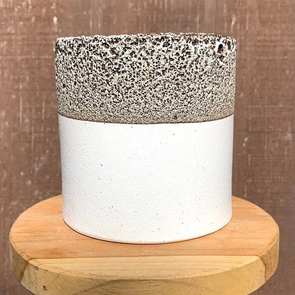 White & Bronze Textured Planter