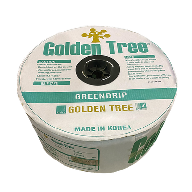 Cintilla greendrip tape diam 6mIl 16 mm espesor .15mm espacio de salida 20 cm 2.0 lts/min