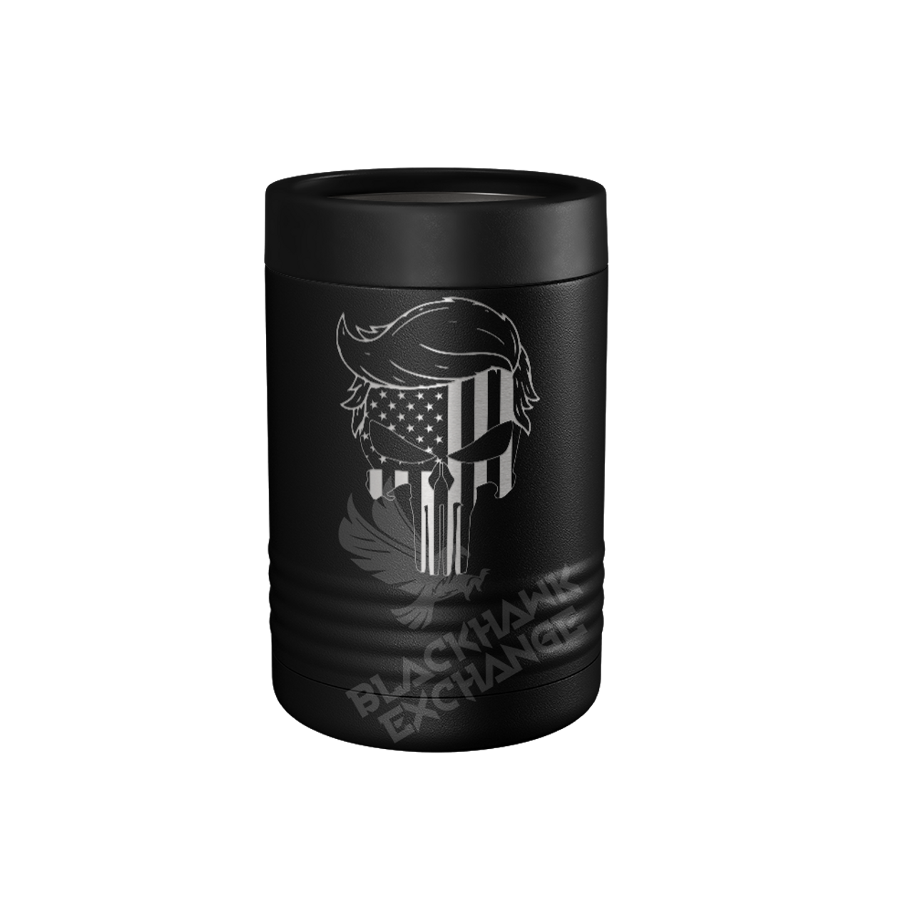 Trump Punisher American Flag Laser Etched Beverage Holder, Black