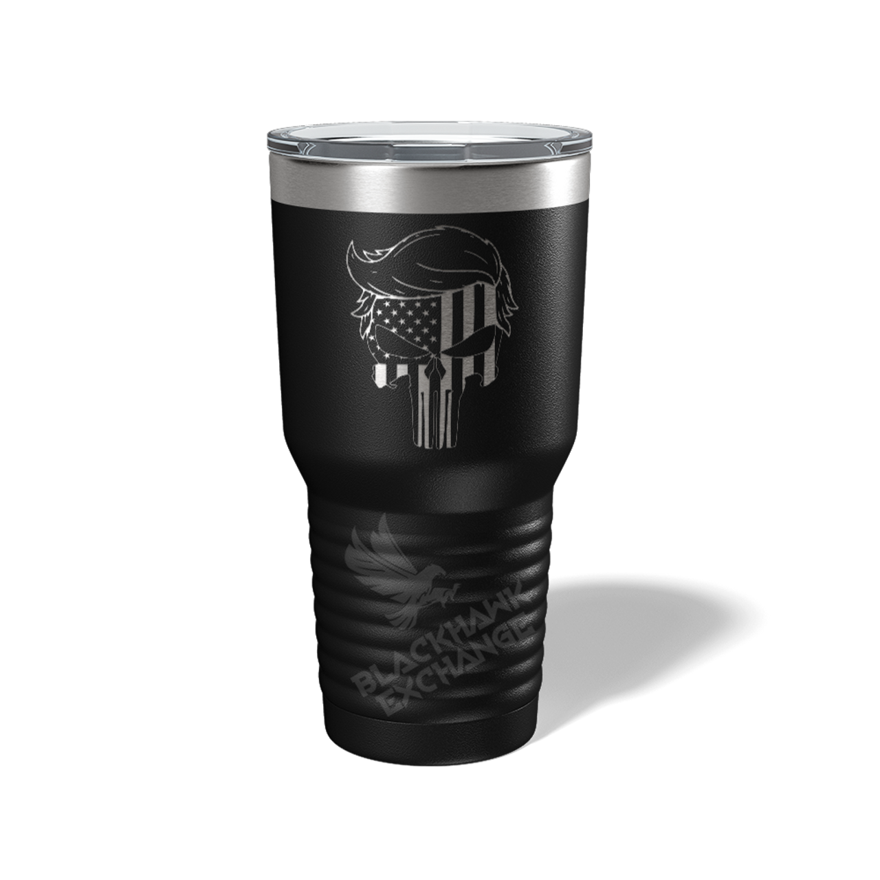 Trump Punisher American Flag Laser Etched Tumbler, Black