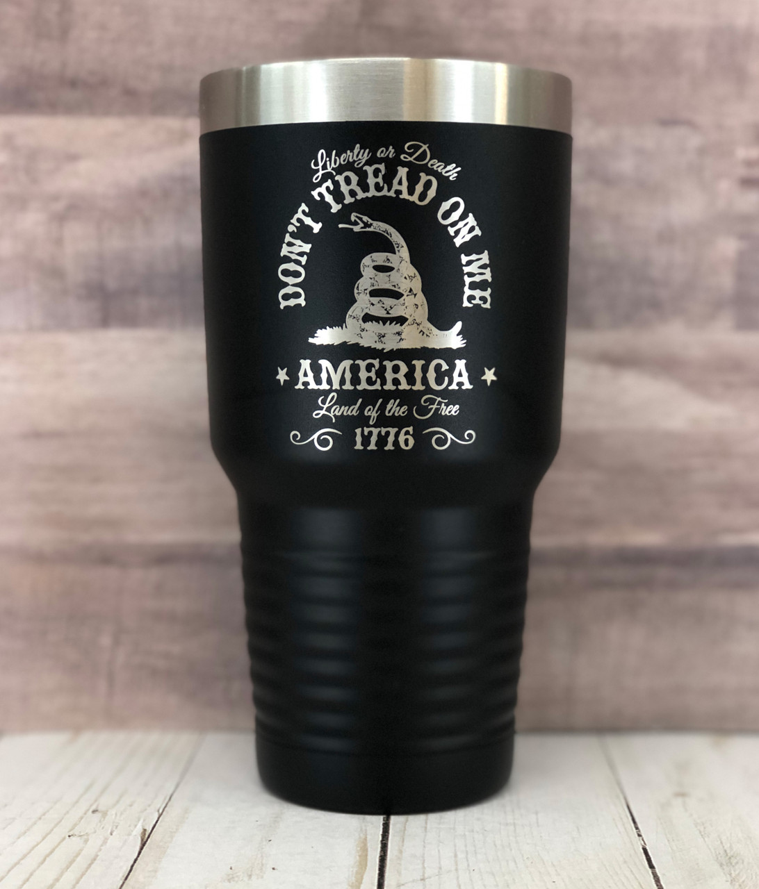 Don't Tread On Me Laser Etched Tumbler, Black