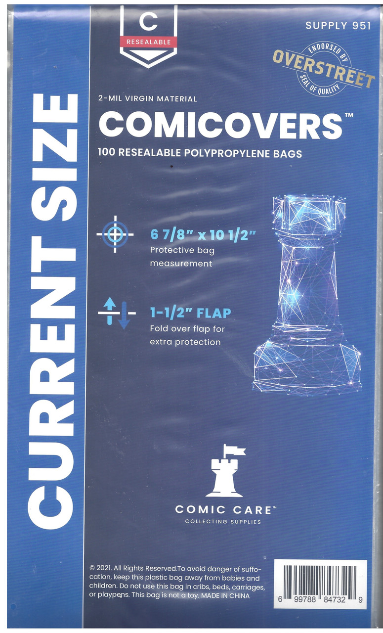 200 Resealable Silver Thick Comic Bags & Backer Boards