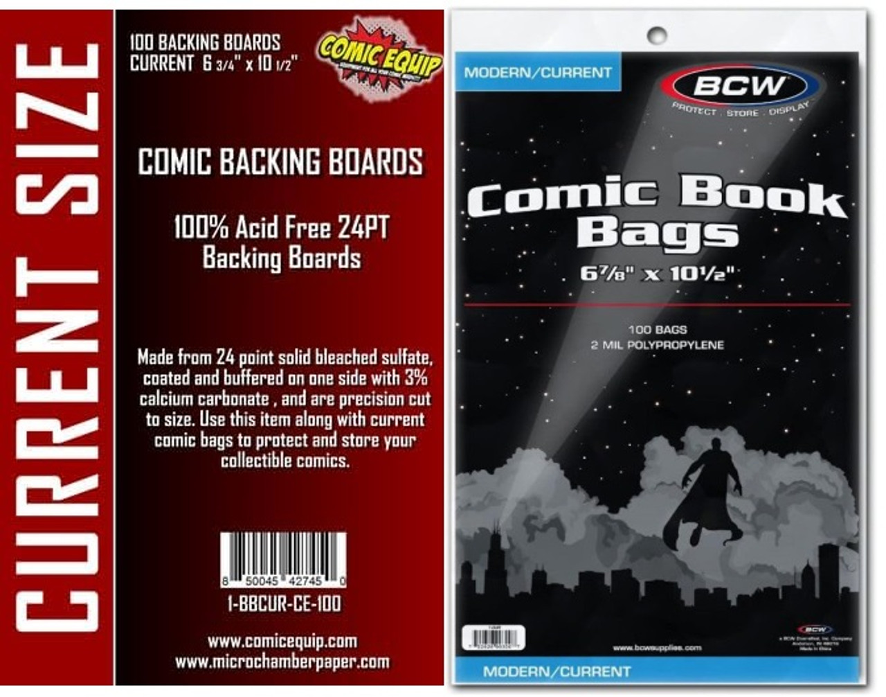 BCW Current Comic Bags and Comic Equip Backing Boards