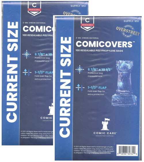 200 Resealable Silver Thick Comic Bags & Backer Boards