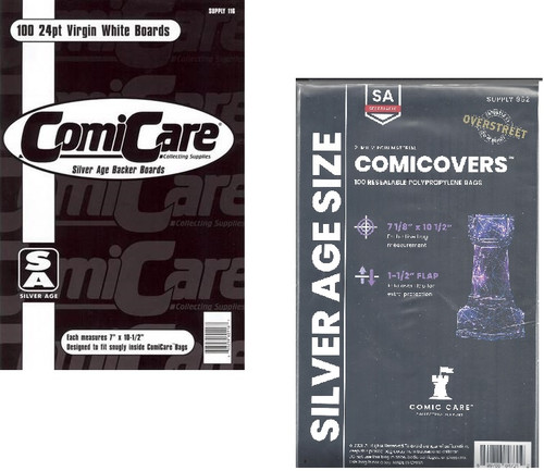 100 Silver Comic Bags Polyethylene and Comic Backing Boards