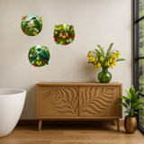 Set of 3 peel and stick NZ bird circular wall stickers