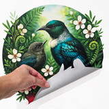 Set of 3 peel and stick NZ bird circular wall stickers