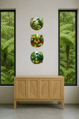 Set of 3 peel and stick NZ bird circular wall stickers