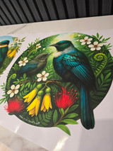 Set of 3 peel and stick NZ bird circular wall stickers