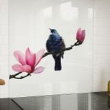 Tui on Pink Magnolia glass art photo splashback 600 x 750 750 x600 printed glass image backsplash Lucy G