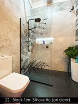 22 - Black fern silhouette on clear shower glass film