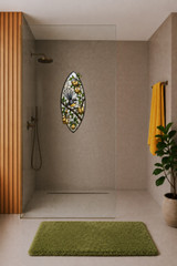 'Golden Song' Fantail stained glass decal for glass