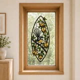 'Golden Song' Fantail stained glass decal for glass