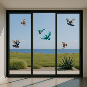Safety sticker decal Tui, Kingfisher and Fantail Safety sticker decal Tui, Kingfisher and Fantail