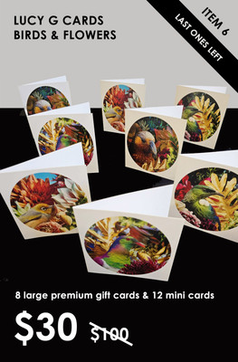 Birds and flowers art gift cards