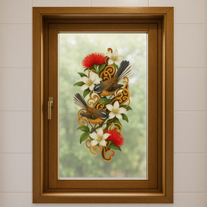 SPECIAL -  'Summertime Fantails' decal for glass  - 40 x 20cm