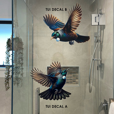 Tui decal, glass tui sticker, glass decal, nz bird shower sticker, shower decal, bird decal