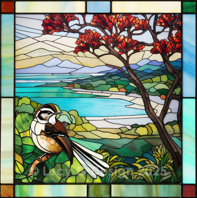Fantail Bay stained glass style artwork