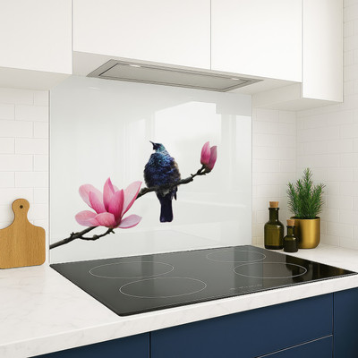 Glass DIY install printed glass splashback 90 x 75 (900 x 750mm) Tui on Pink Magnolia