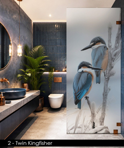 2 - Twin Kingfisher shower glass privacy film