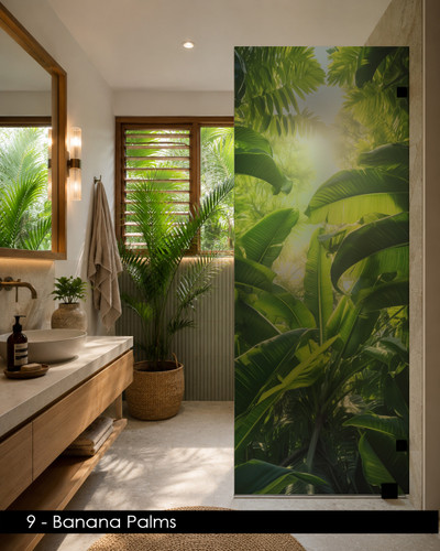 9 - Banana Palms shower glass privacy film