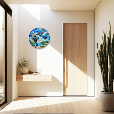 Skyward Symphony glass wall art on wall