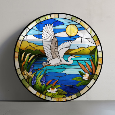 Kotuku Crossing glass wall art
