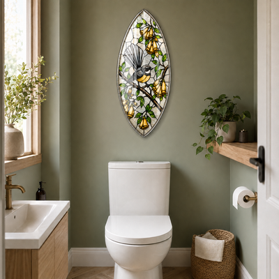 Golden Song Fantail glass wall art