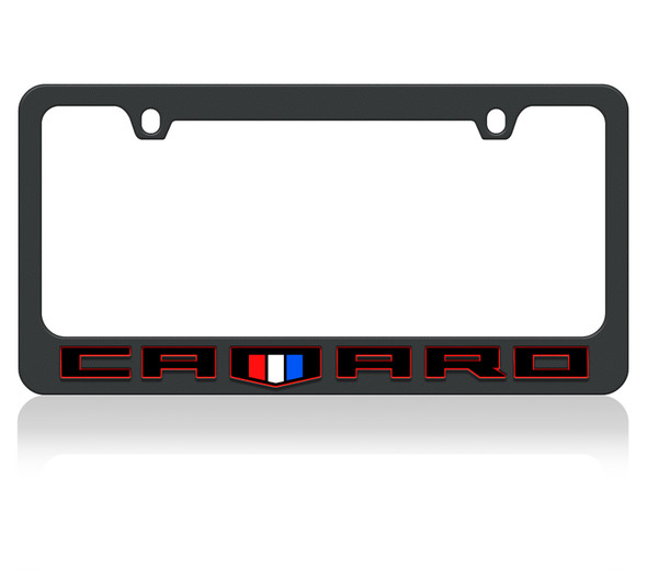 Black Carbon Steel License Plate Frame for Camaro w/Lettering
