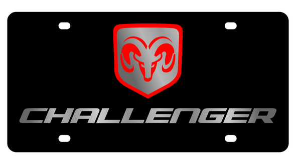 Black Carbon Steel License Plate for Dodge Challenger w/Logo