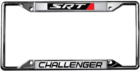 Chrome Steel License Plate Frame for Dodge Challenger w/SRT Logo