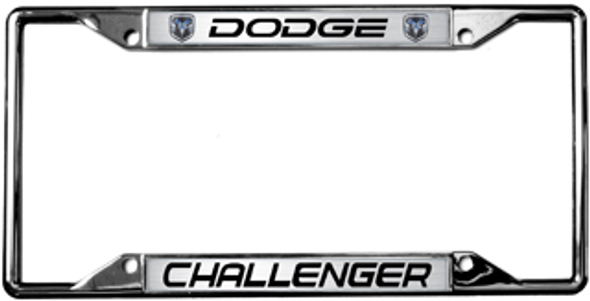 Chrome Steel License Plate Frame for Dodge Challenger w/Challenger Logo