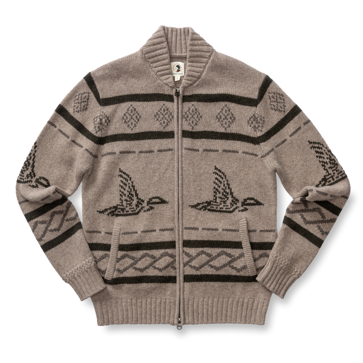 FLYING MALLARD INTARSIA FULL ZIP SWEATER
