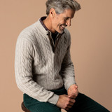 WALCOTT MERINO CABLE KNIT 1/4 ZIP SWEATER