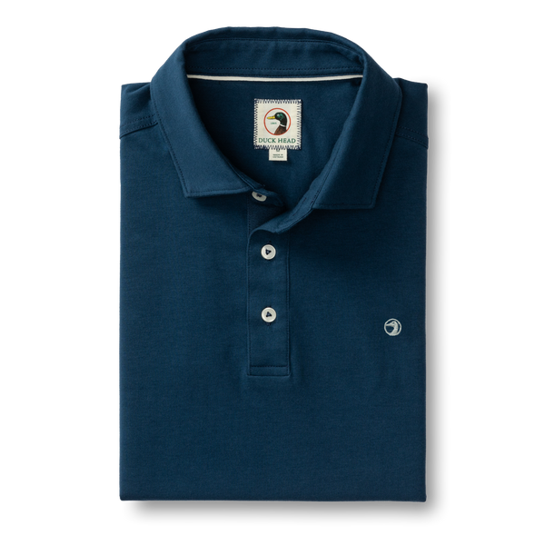 Duck Head Short Sleeve Hanover Pima Cotton Polo men’s polo front view| color: Navy| C. Field & Roe - Dublin, Ohio