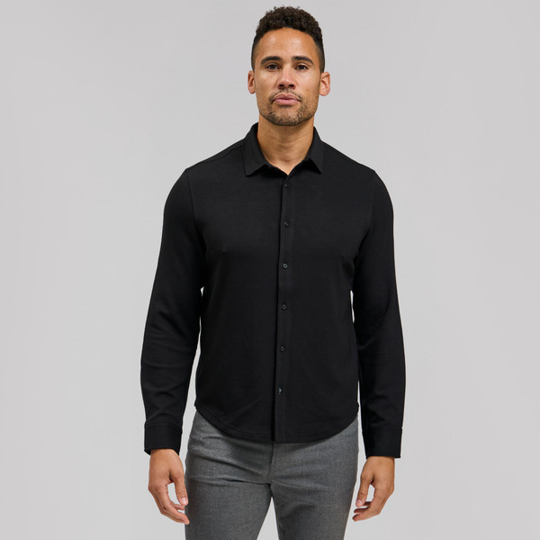 Rye 51 The Axel - Sand Washed Button Down men’s shirt front view | color: Black | C. Field & Roe - Dublin, Ohio