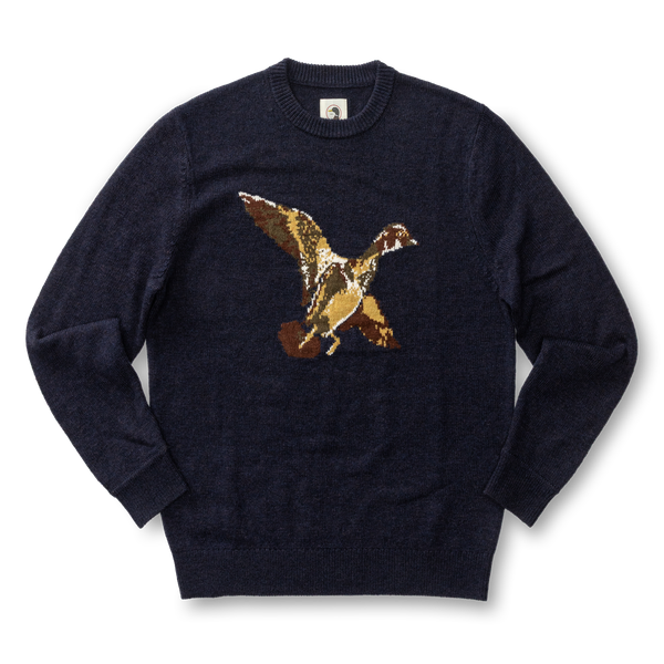 FLYING WOOD DUCK INTARSIA CREWNECK SWEATER