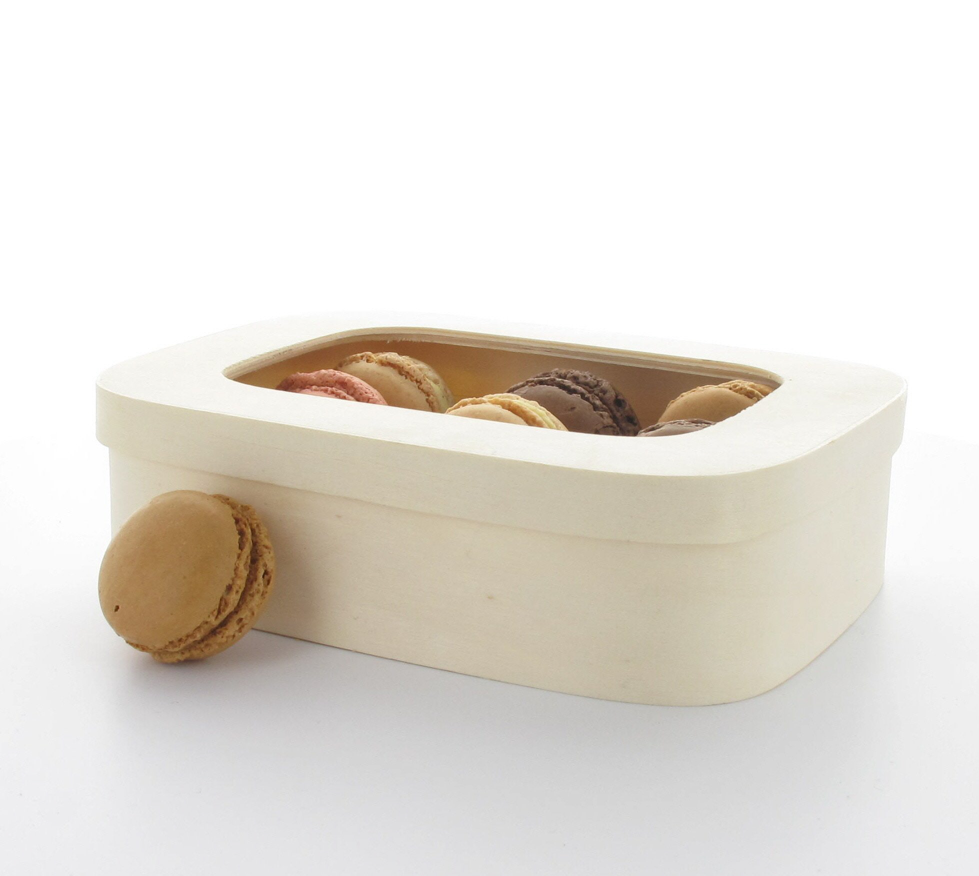 Rectangular Wood Box with Window Lid 28oz L:7in W:5in H:2in
