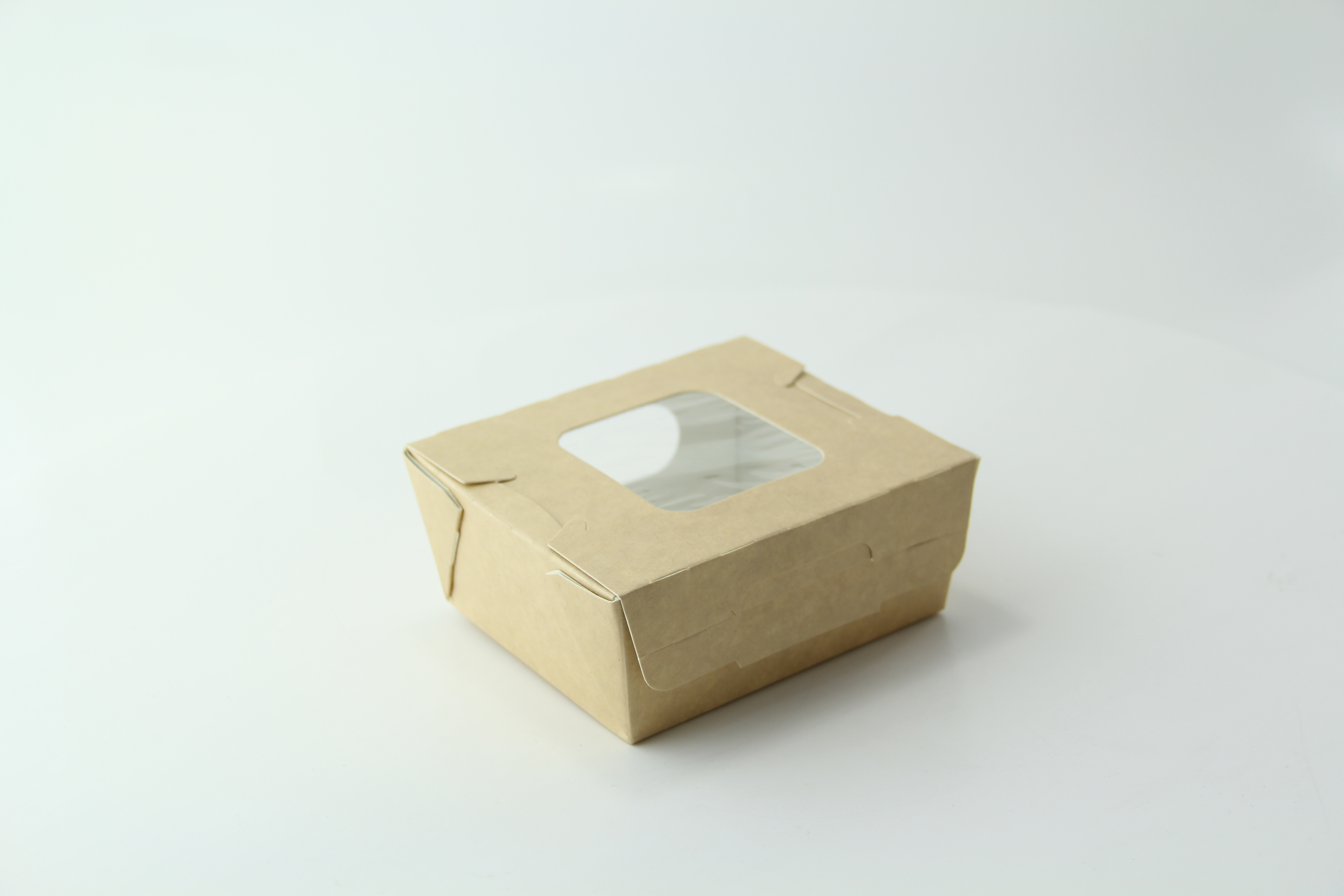 Kraft Paper Salad Box with 2 Windows - 16oz