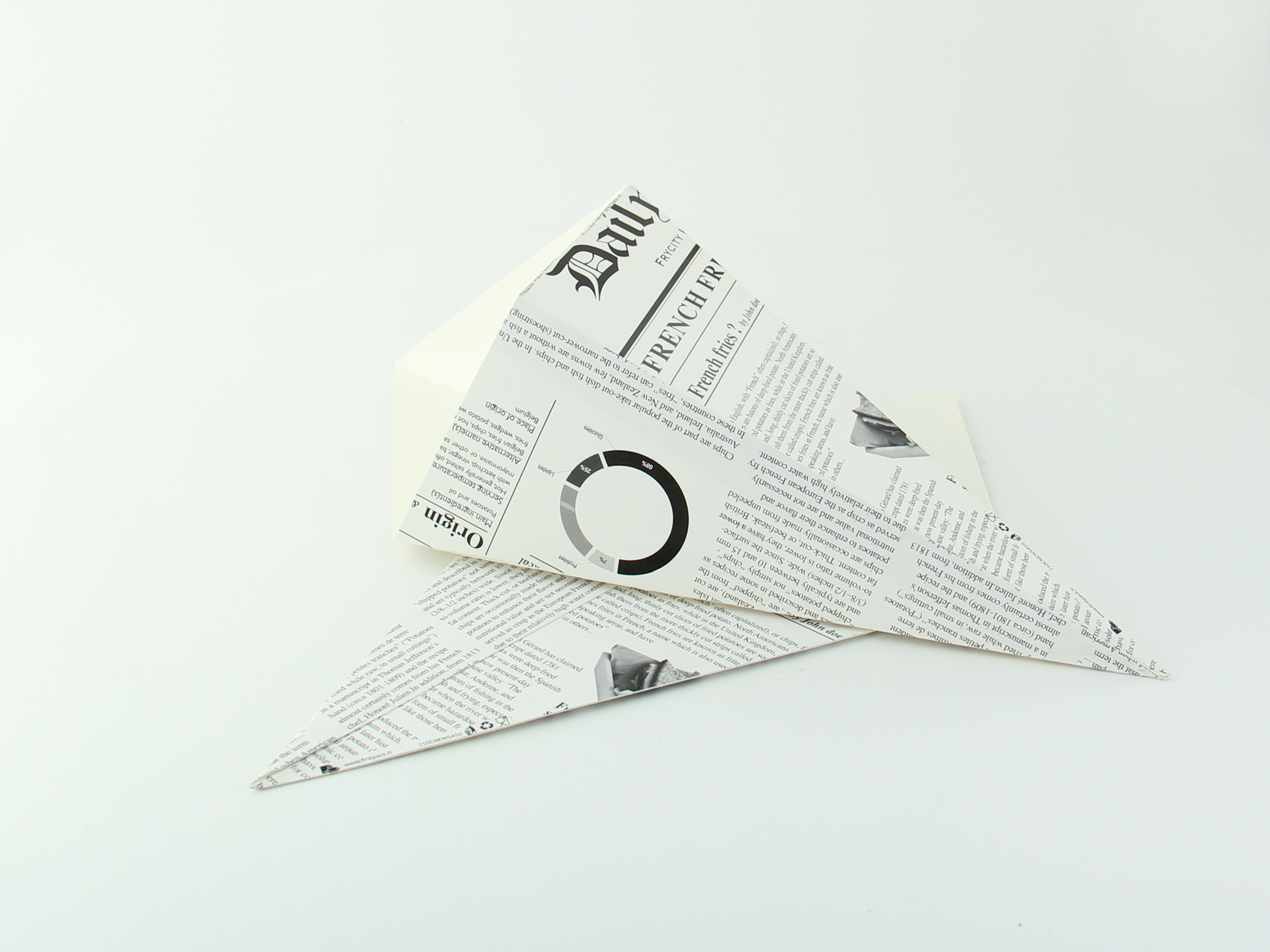 Sturdy Paper Cones with Newspaper Print 14.5oz 7.7 x 6.3in - 125 pcs