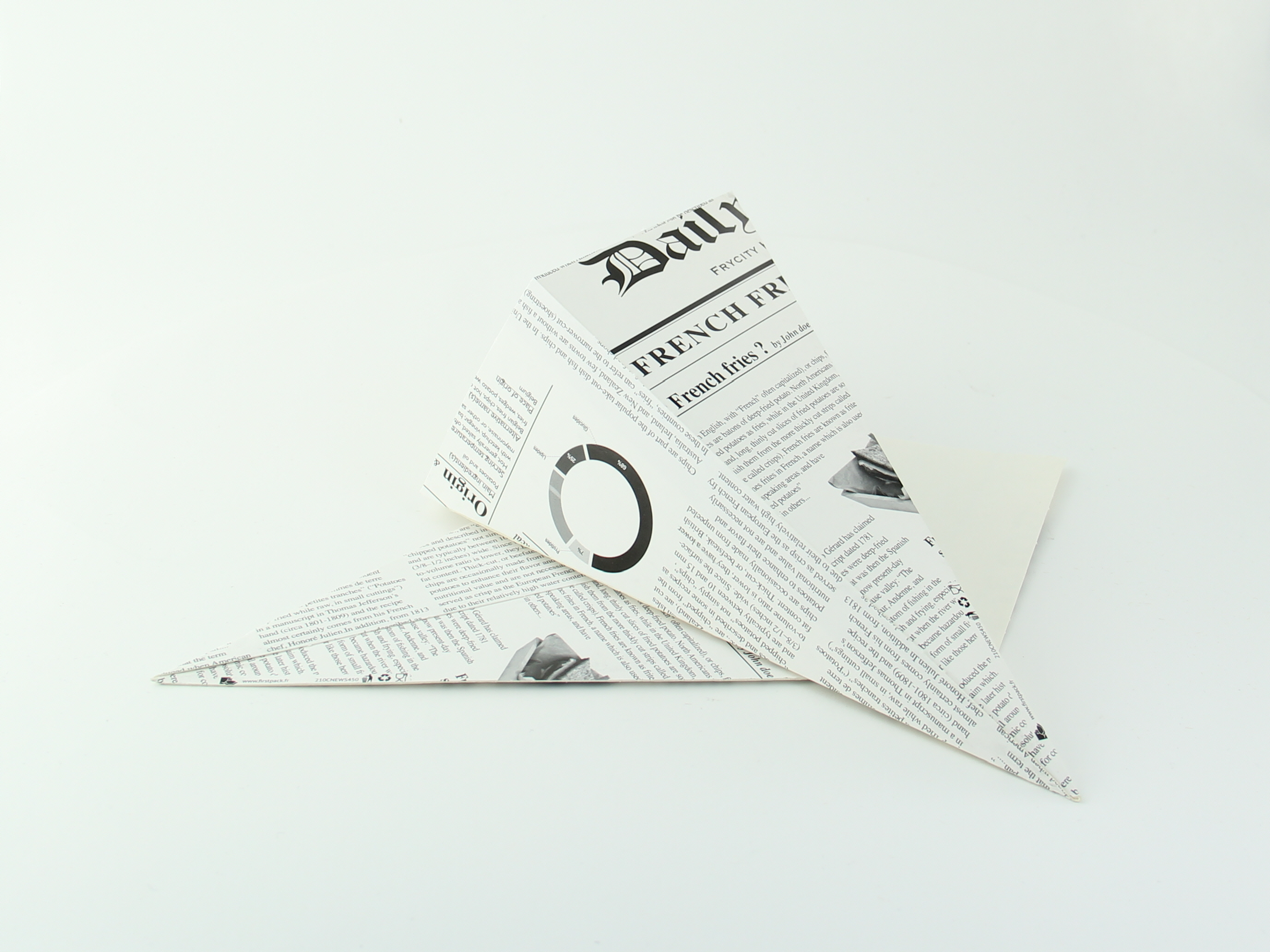 Paper Cones with Newspaper Print 6.3 inch - 125 Pcs Pack